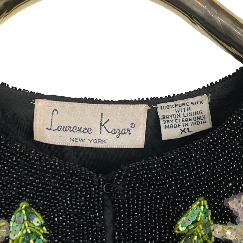 LAURENCE KAZAR VINTAGE BEAD EMBELLISHED EMBROIDERED HEAVY FLORAL EVENING JACKET - Picture 15 of 15